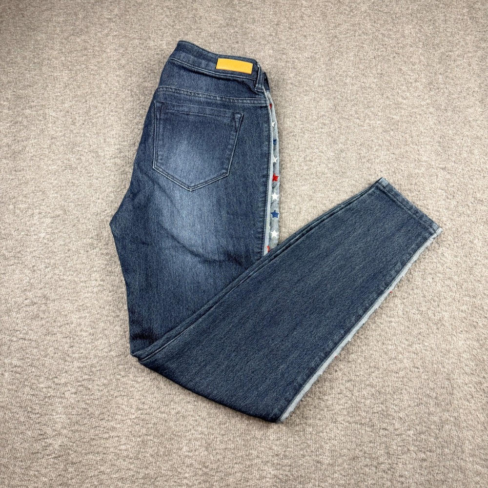 Sheryl Crow Dark Wash Skinny Jeans Size 4 Be Myself‎ Star Stripe Patriotic Denim